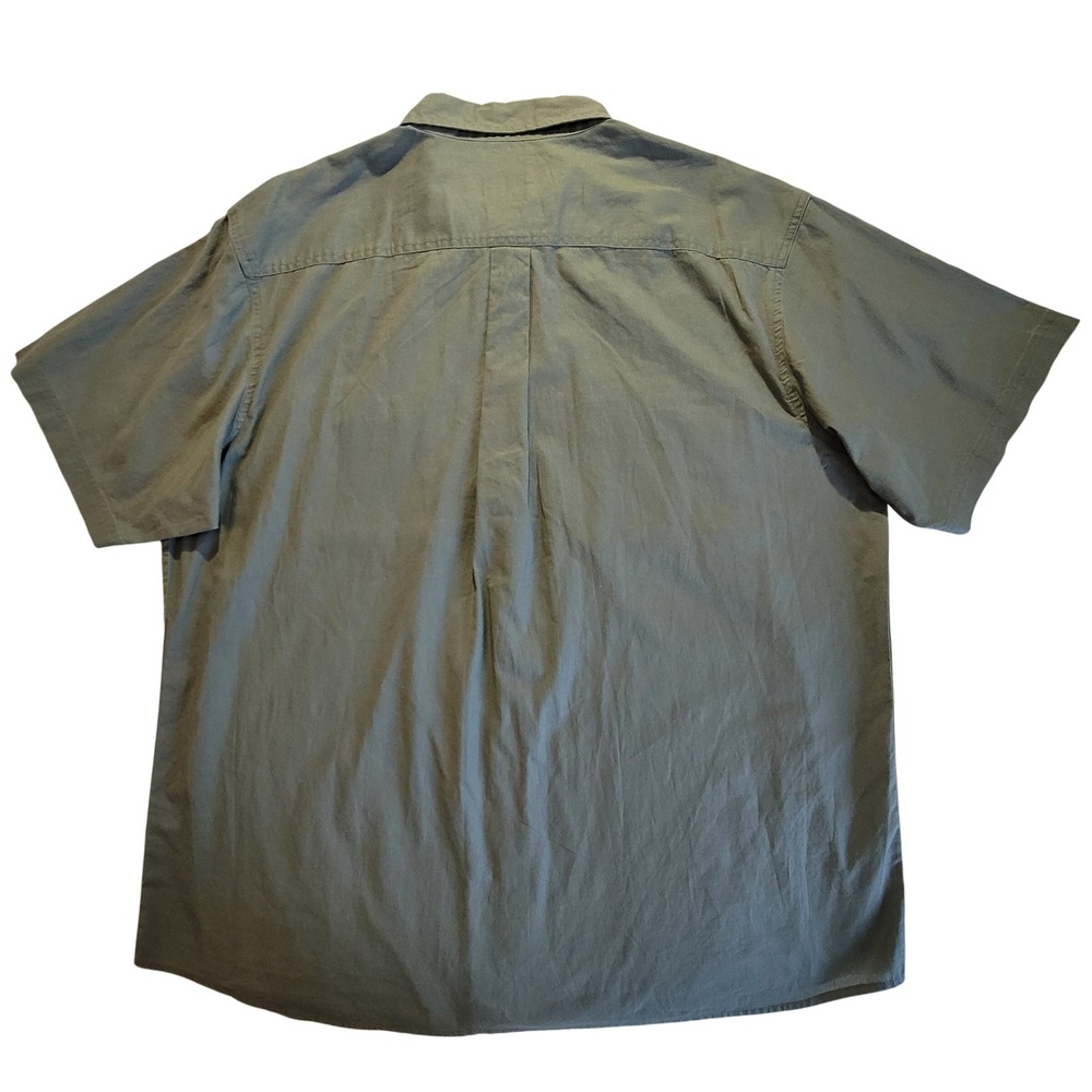 Red Head Button Down Shirt Mens 2XL Olive Green Short Sleeve Dual Pocket Cotton - Picture 2 of 8
